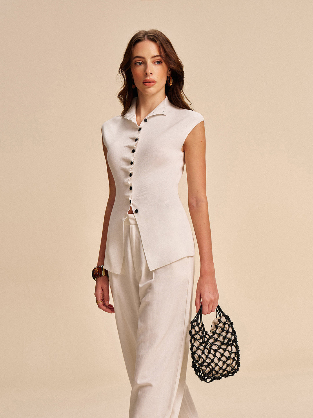 Button-Front Sleeveless Cardigan  Liora Lane Boutique Cardigans