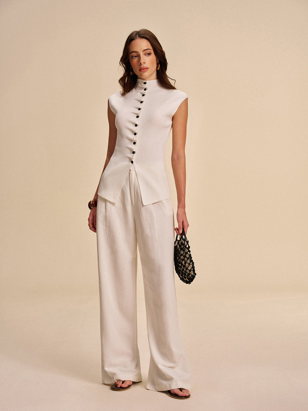 Button-Front Sleeveless Cardigan  Liora Lane Boutique Cardigans