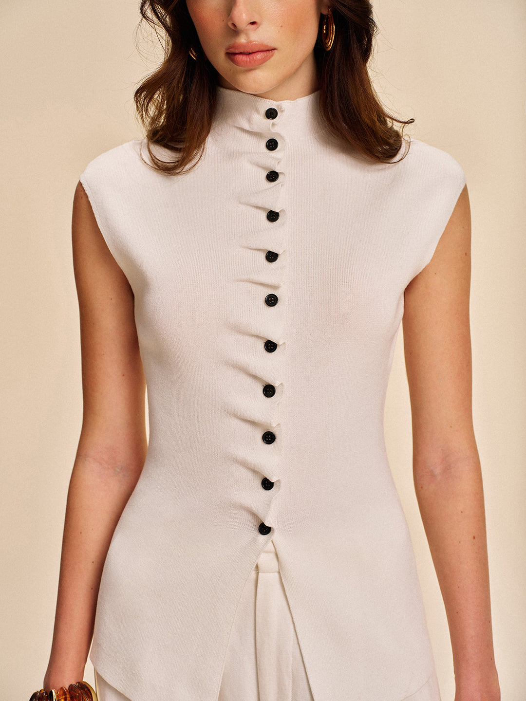 Button-Front Sleeveless Cardigan  Liora Lane Boutique Cardigans