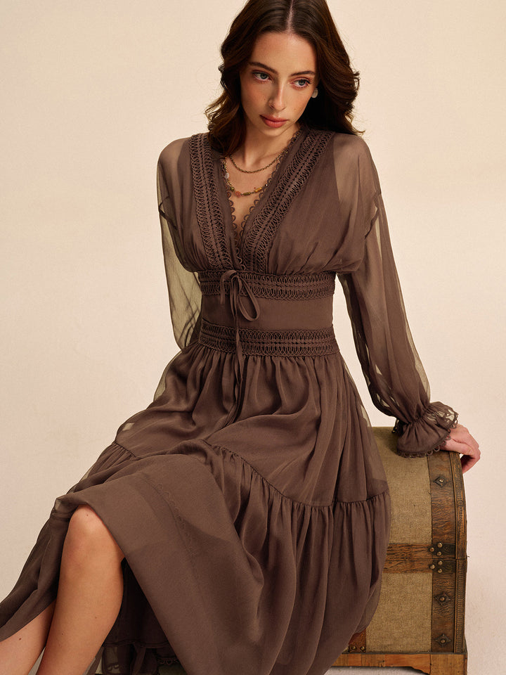 Boho Semi-Sheer Chiffon Dress  Liora Lane Boutique Dresses