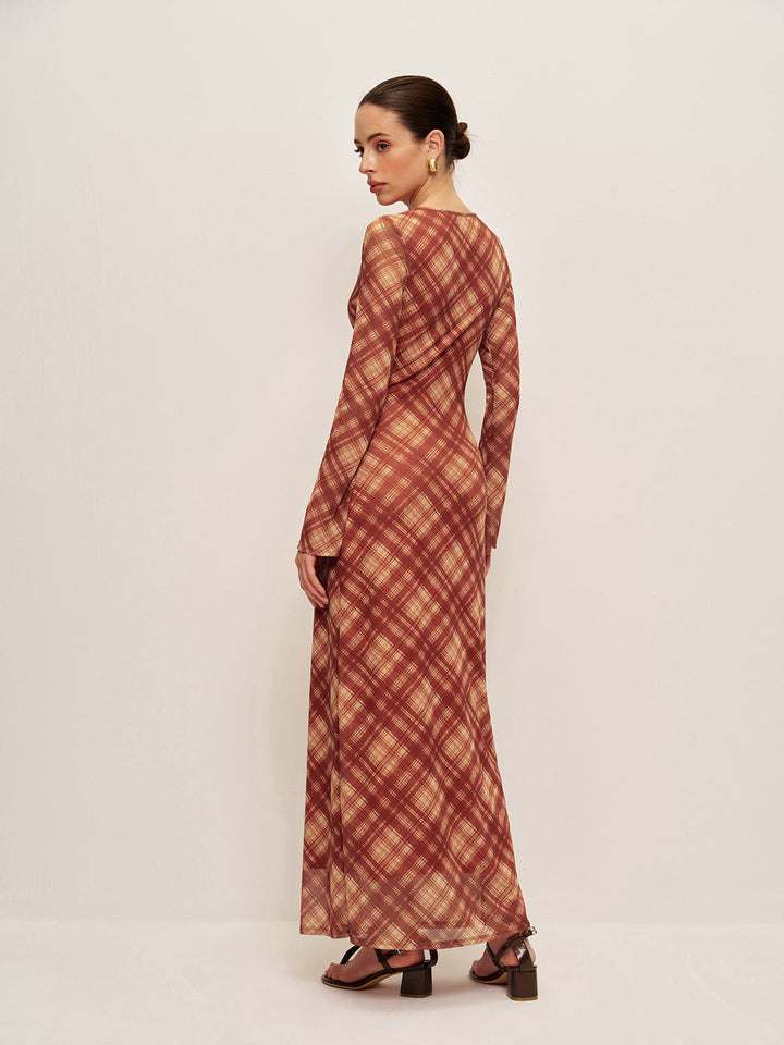 Plaid Tie-Front Long Sleeve Dress  Liora Lane Boutique Dresses