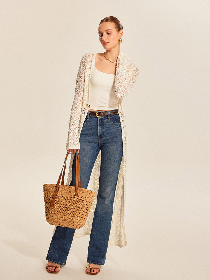 Lace Knit Metal Detail Cardigan  Liora Lane Boutique Cardigans