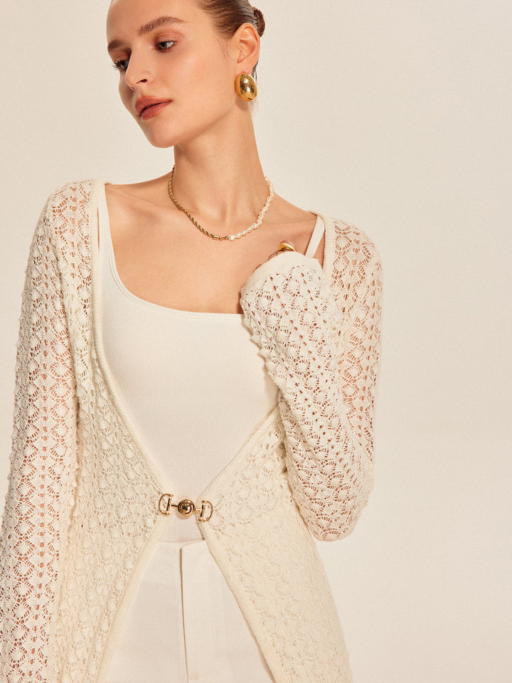 Lace Knit Metal Detail Cardigan  Liora Lane Boutique Cardigans