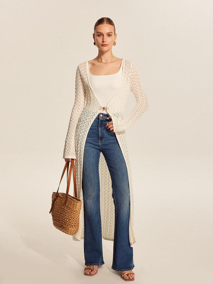 Lace Knit Metal Detail Cardigan  Liora Lane Boutique Cardigans