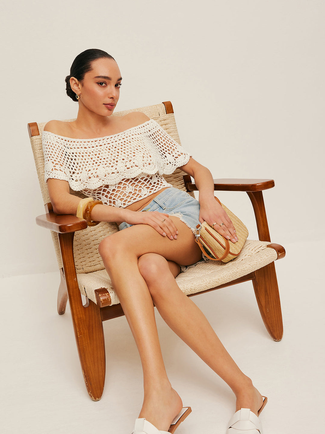 Off-Shoulder Hollow Knit Top  Liora Lane Boutique Knit Tops