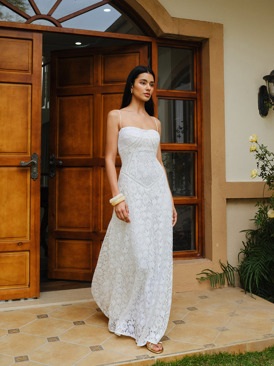 Lace Spaghetti Strap Dress  Liora Lane Boutique Dresses White / XL 75.00