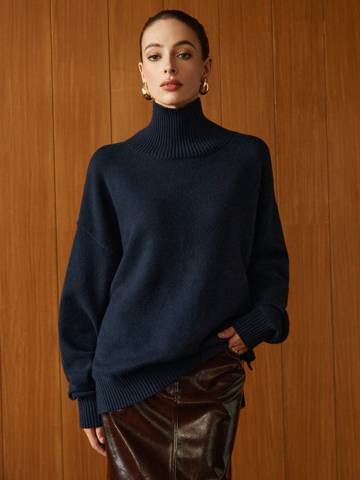 Versatile Plain Turtleneck Sweater  Liora Lane Boutique Sweaters
