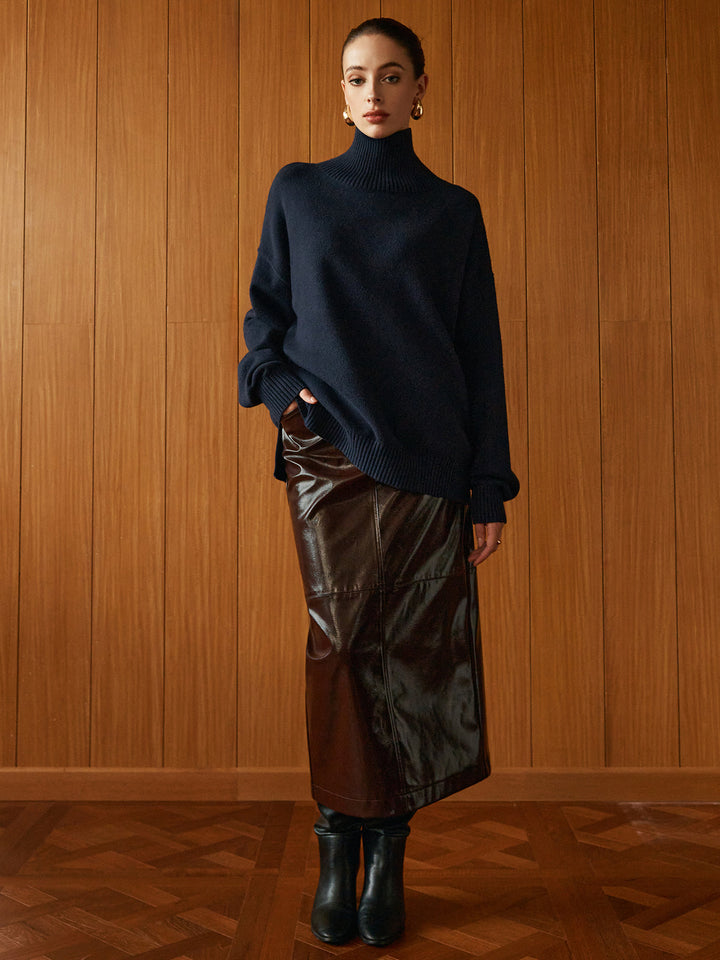 Versatile Plain Turtleneck Sweater  Liora Lane Boutique Sweaters