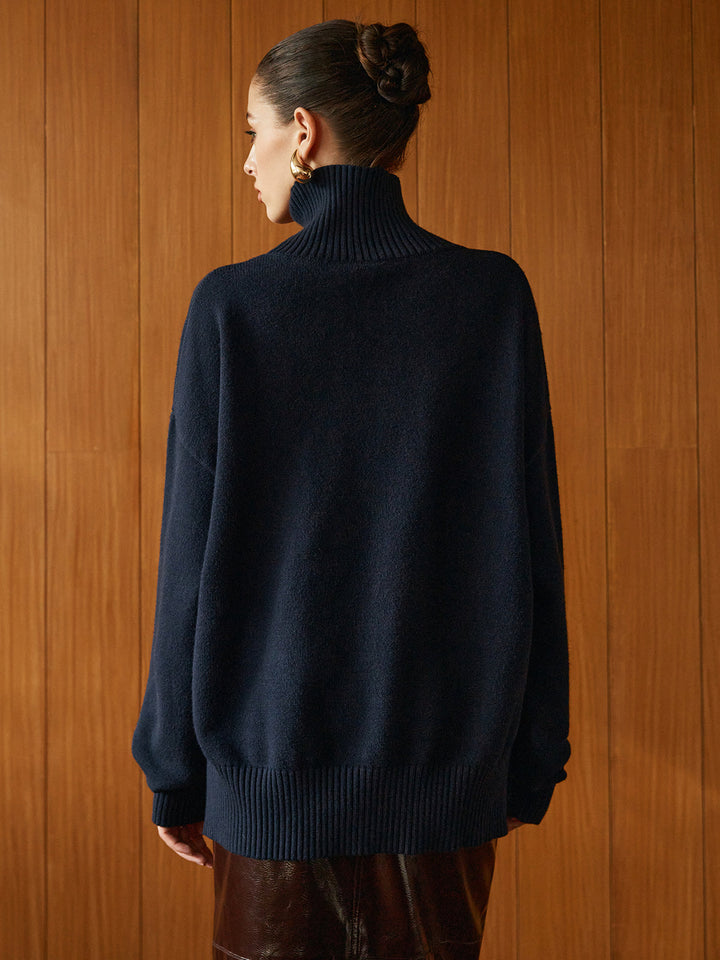 Versatile Plain Turtleneck Sweater  Liora Lane Boutique Sweaters