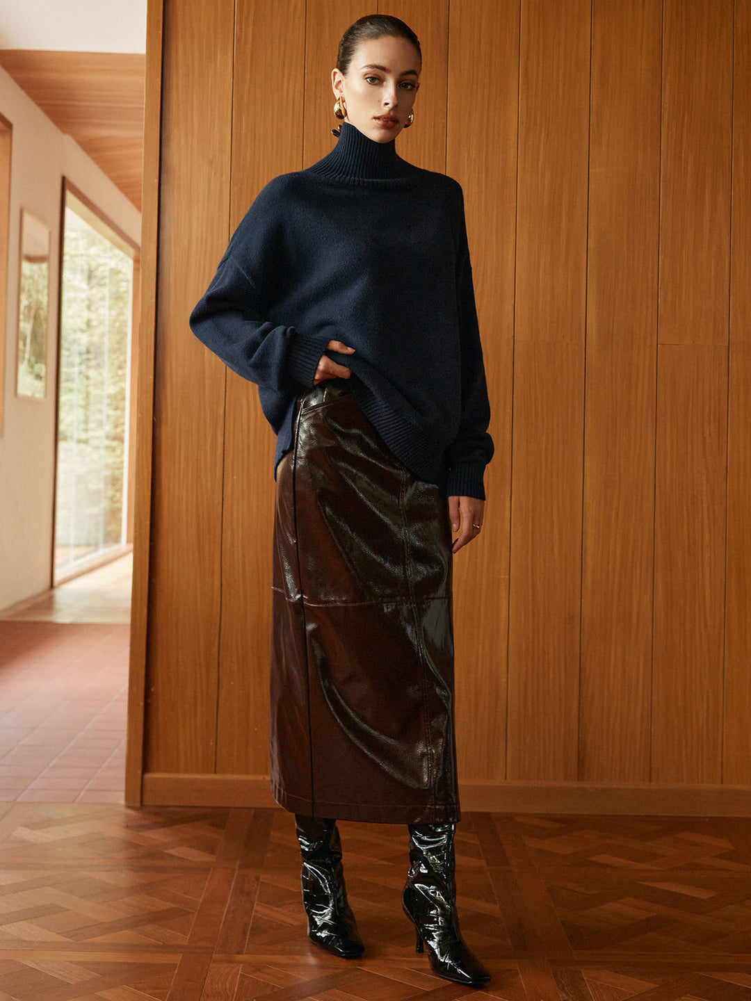 Versatile Plain Turtleneck Sweater  Liora Lane Boutique Sweaters