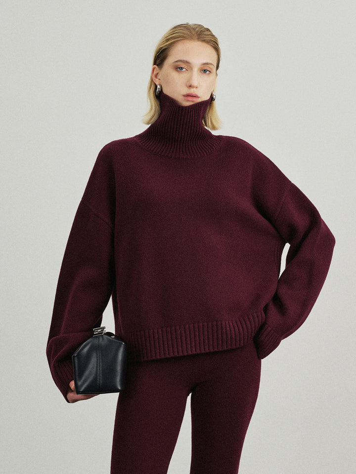 Versatile Plain Turtleneck Sweater  Liora Lane Boutique Sweaters