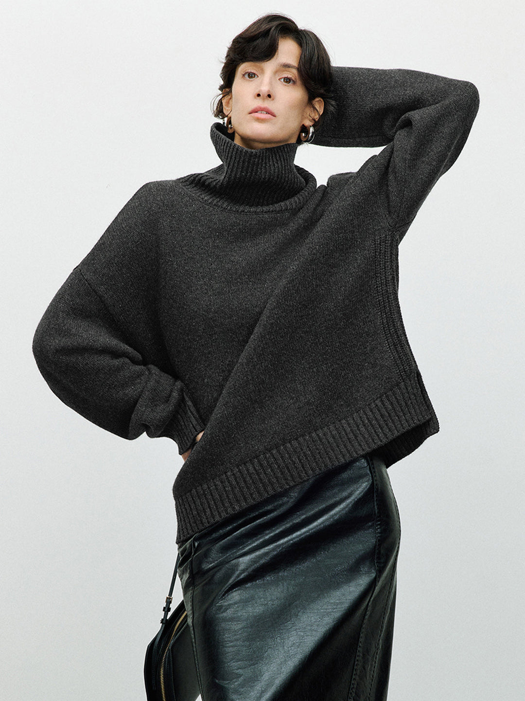 Versatile Plain Turtleneck Sweater  Liora Lane Boutique Sweaters
