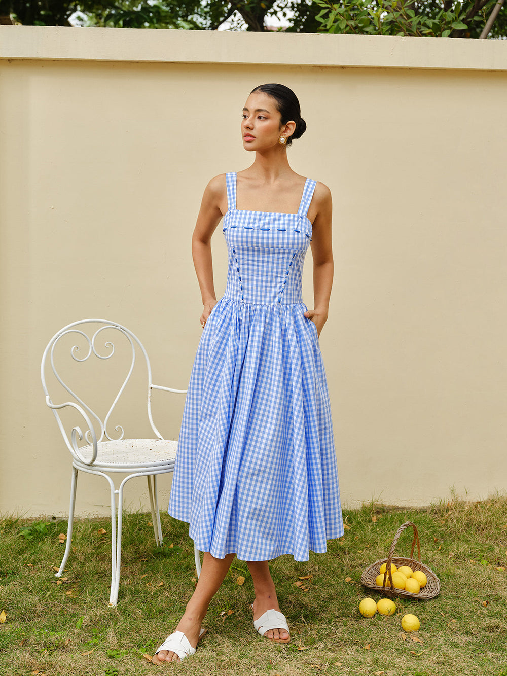 Lace-Up Checkerboard Corset Dress  Liora Lane Boutique Dresses