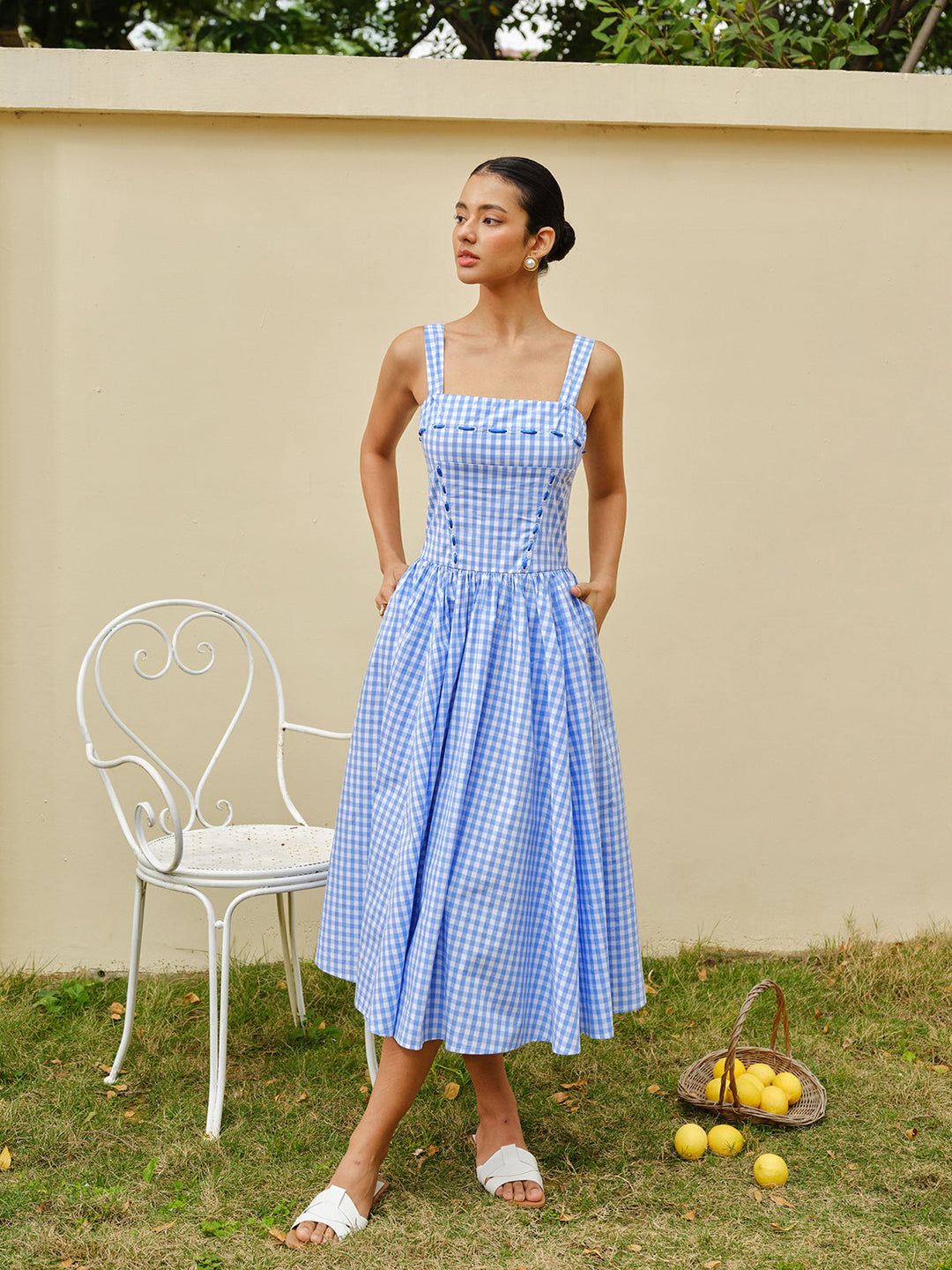 Lace-Up Checkerboard Corset Dress  Liora Lane Boutique Dresses