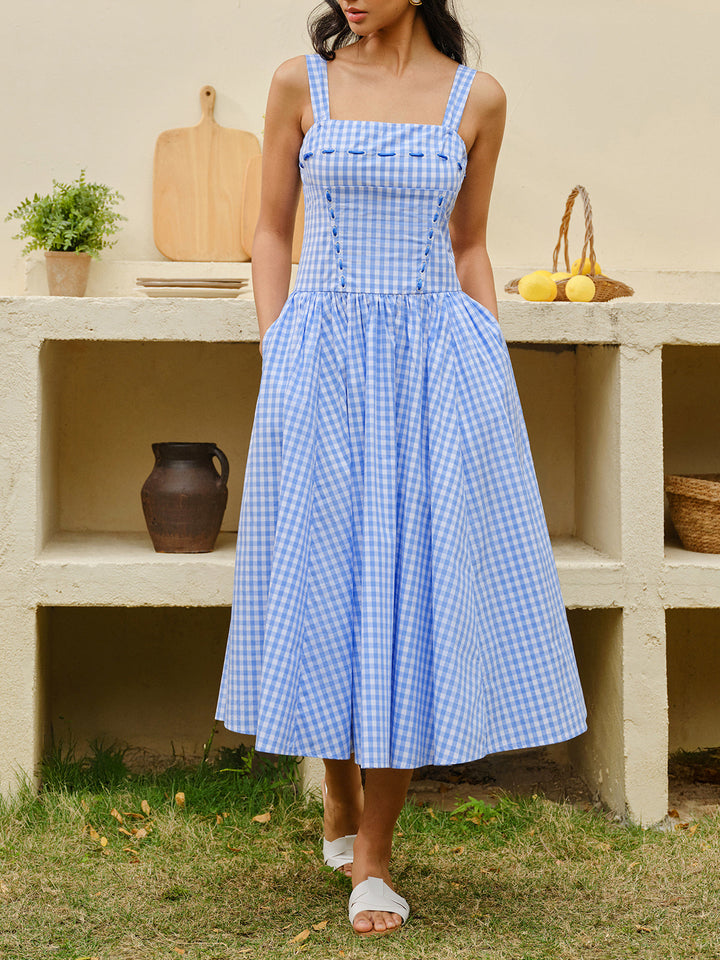 Lace-Up Checkerboard Corset Dress  Liora Lane Boutique Dresses
