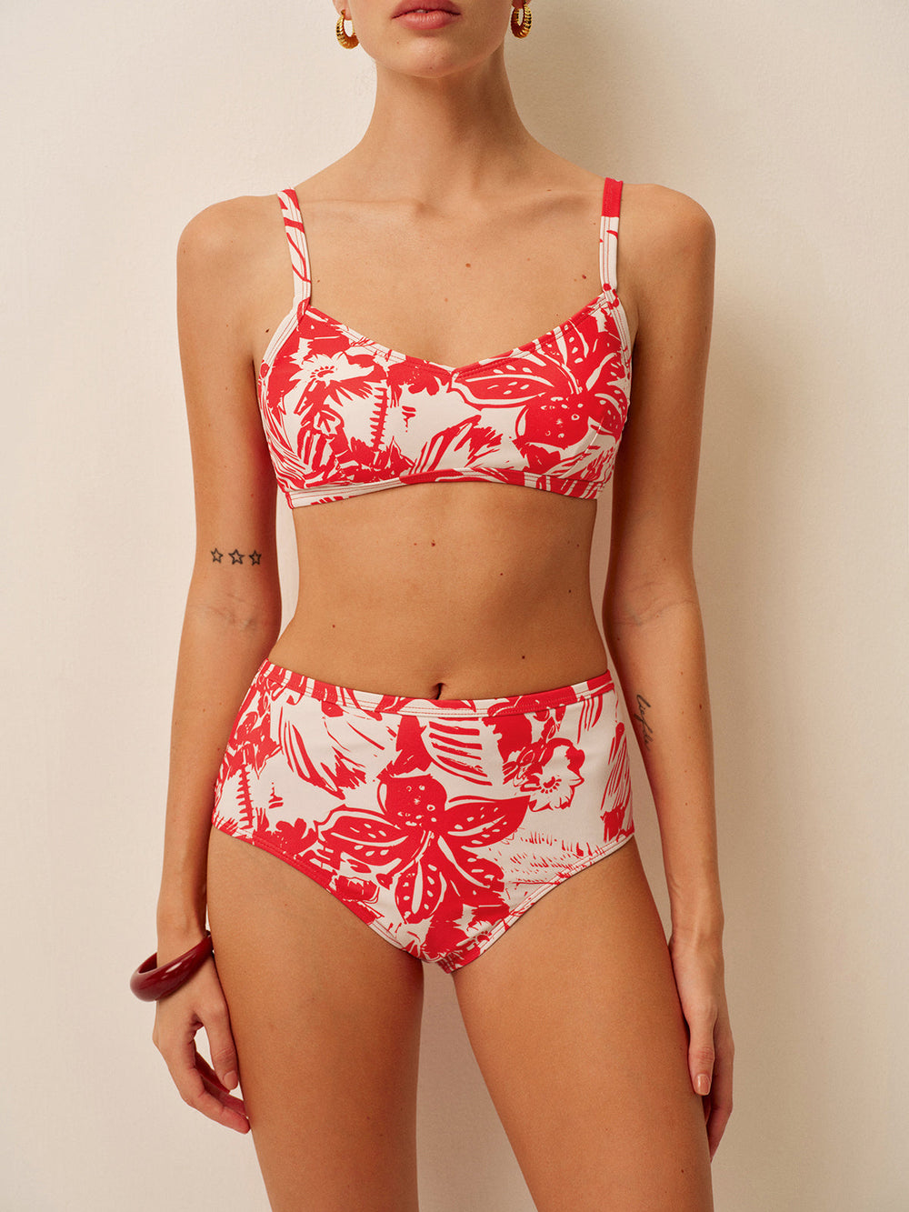 Tropical Print Metal Clasp Bikini Set  Liora Lane Boutique Bikini Sets
