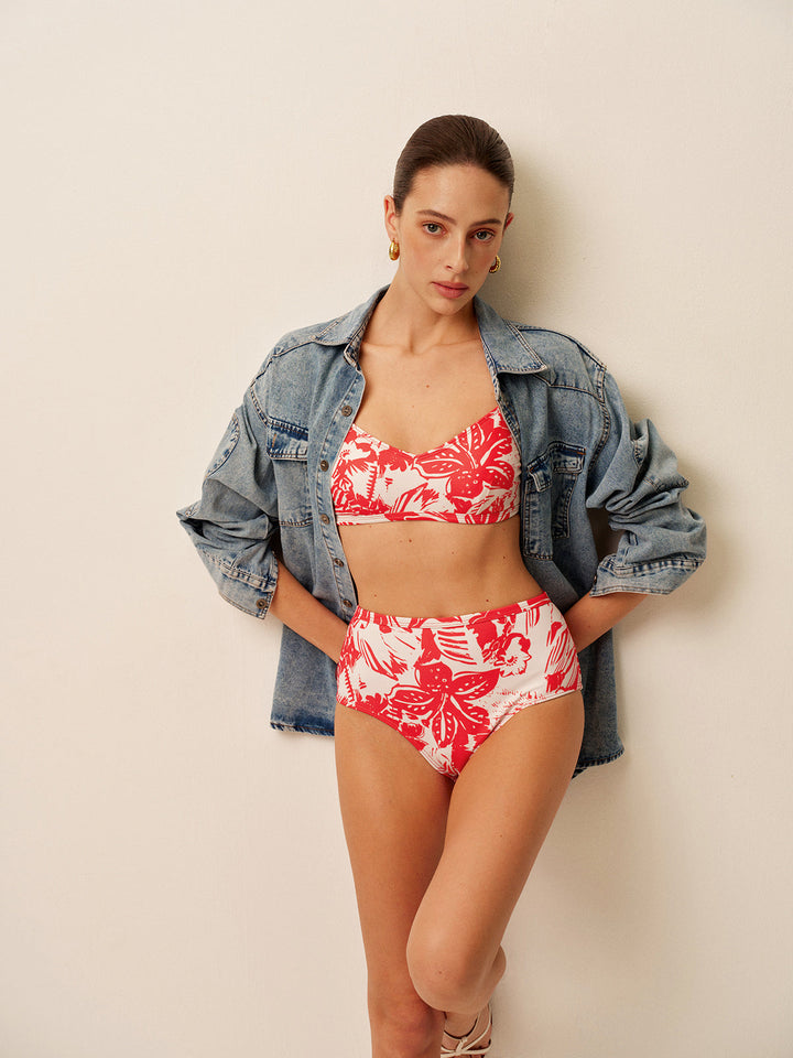 Tropical Print Metal Clasp Bikini Set  Liora Lane Boutique Bikini Sets