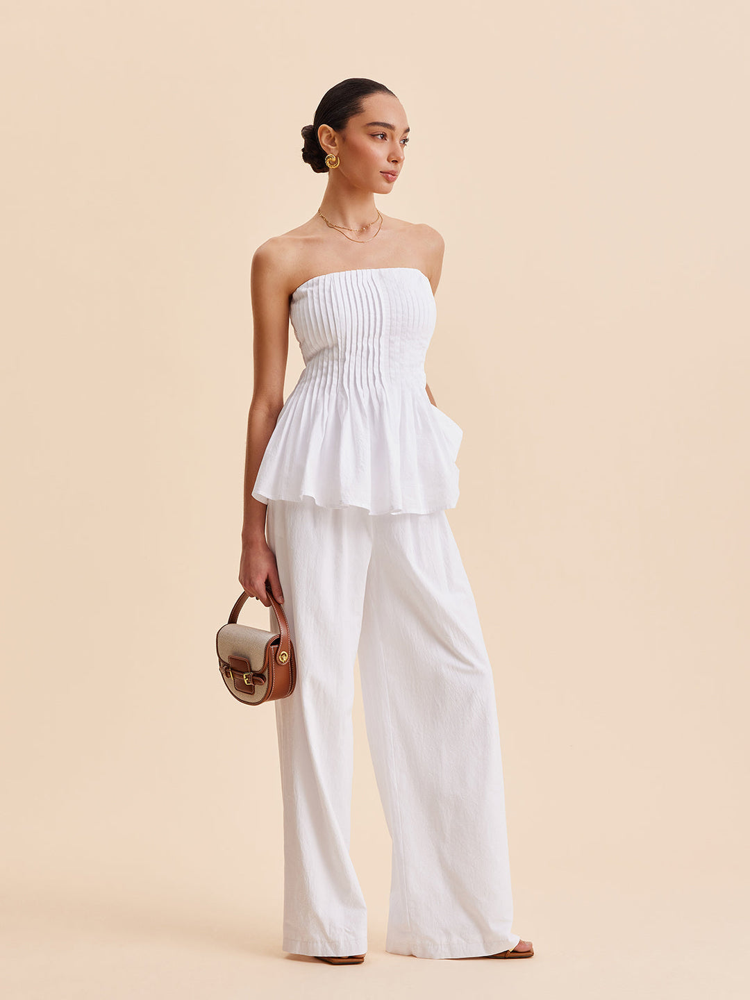 Cotton Mid-Waist Wide-Leg Pants With Pockets  Liora Lane Boutique Pants