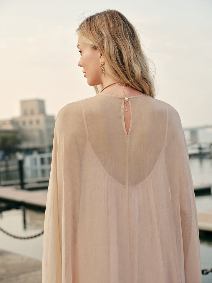Semi-Sheer Chiffon Layered Dress With Cloak  Liora Lane Boutique Dresses