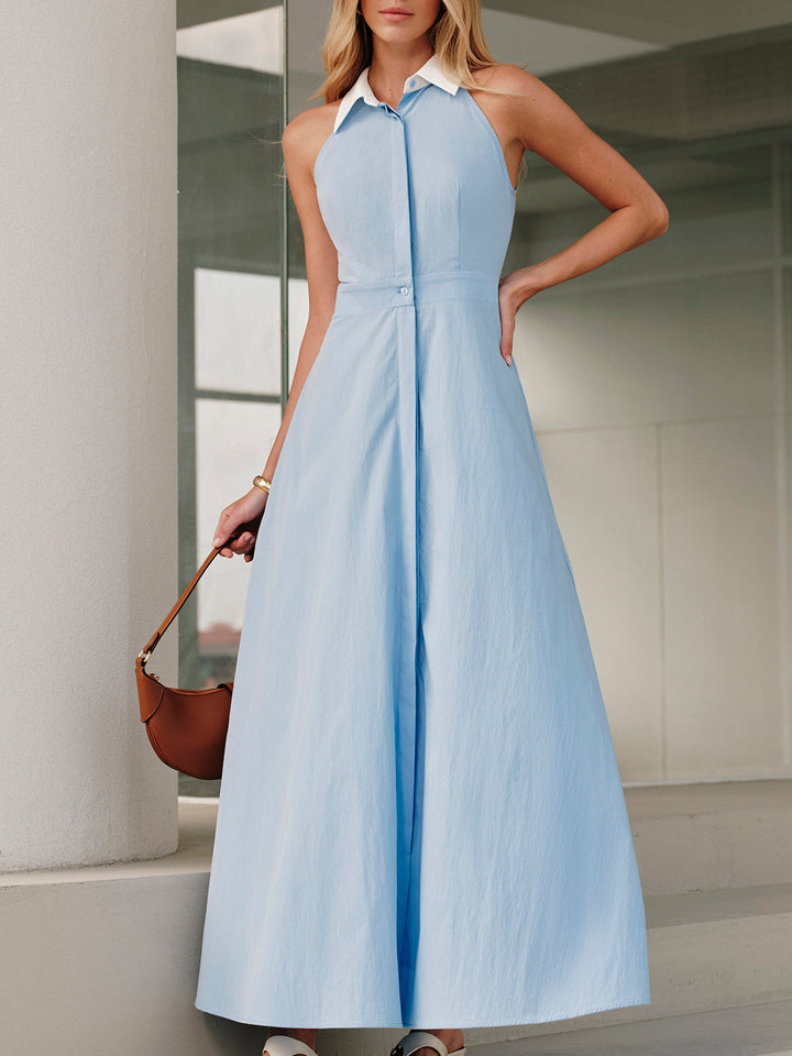 Button Sleeveless Collar Dress  Liora Lane Boutique Dresses