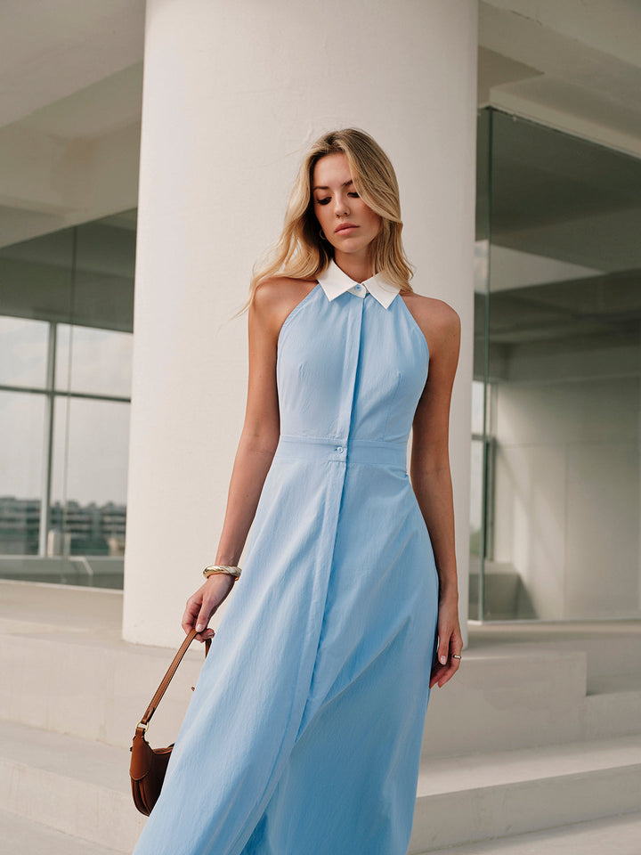 Button Sleeveless Collar Dress  Liora Lane Boutique Dresses