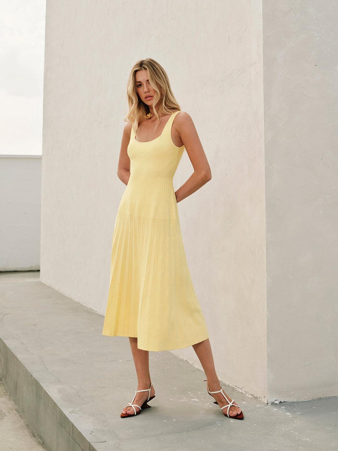 Square-Neck Ribbed Knit Dress  Liora Lane Boutique Knit Dresses