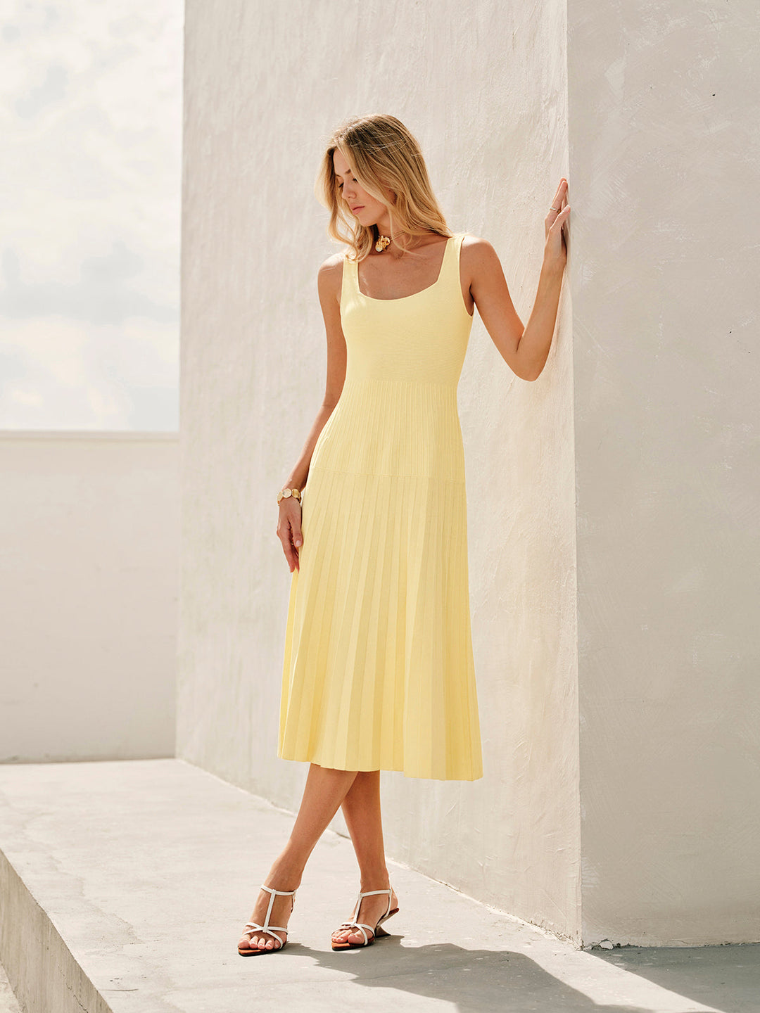 Square-Neck Ribbed Knit Dress  Liora Lane Boutique Knit Dresses