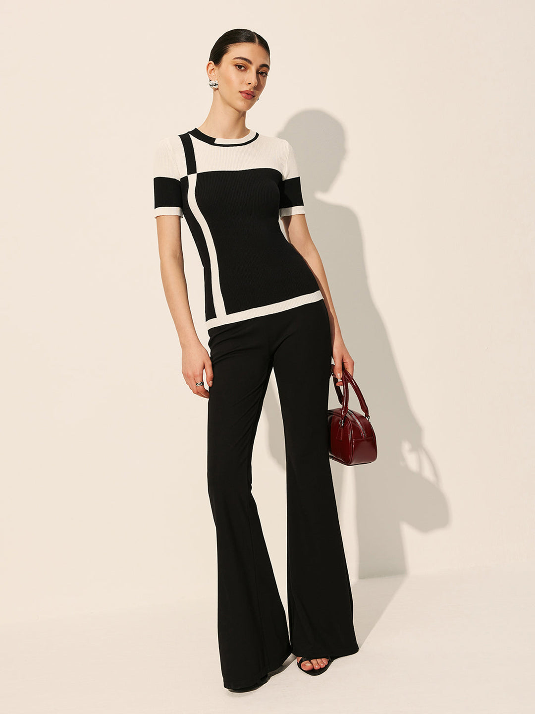 Color Block Ribbed Knit Top  Liora Lane Boutique Knit Tops