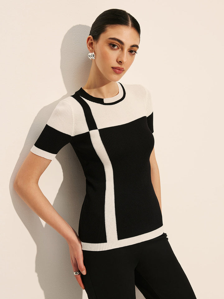 Color Block Ribbed Knit Top  Liora Lane Boutique Knit Tops