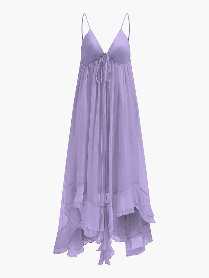 Semi-Sheer Chiffon Layered Dress With Cloak  Liora Lane Boutique Dresses