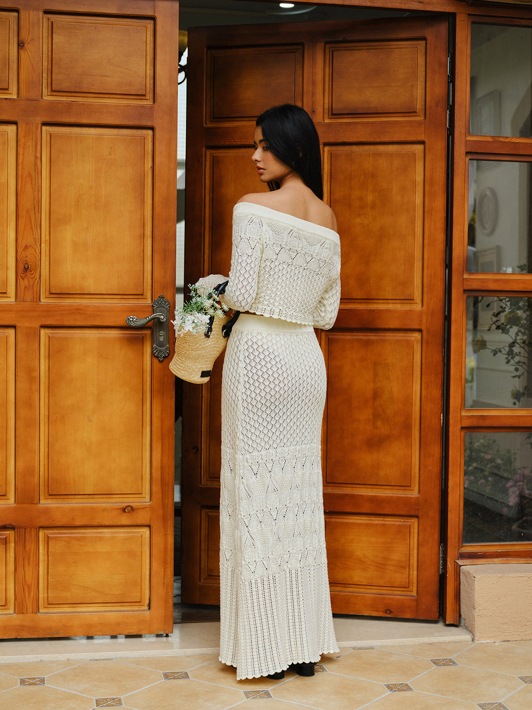 Knit Off-Shoulder Cropped Top  Liora Lane Boutique Knit Tops