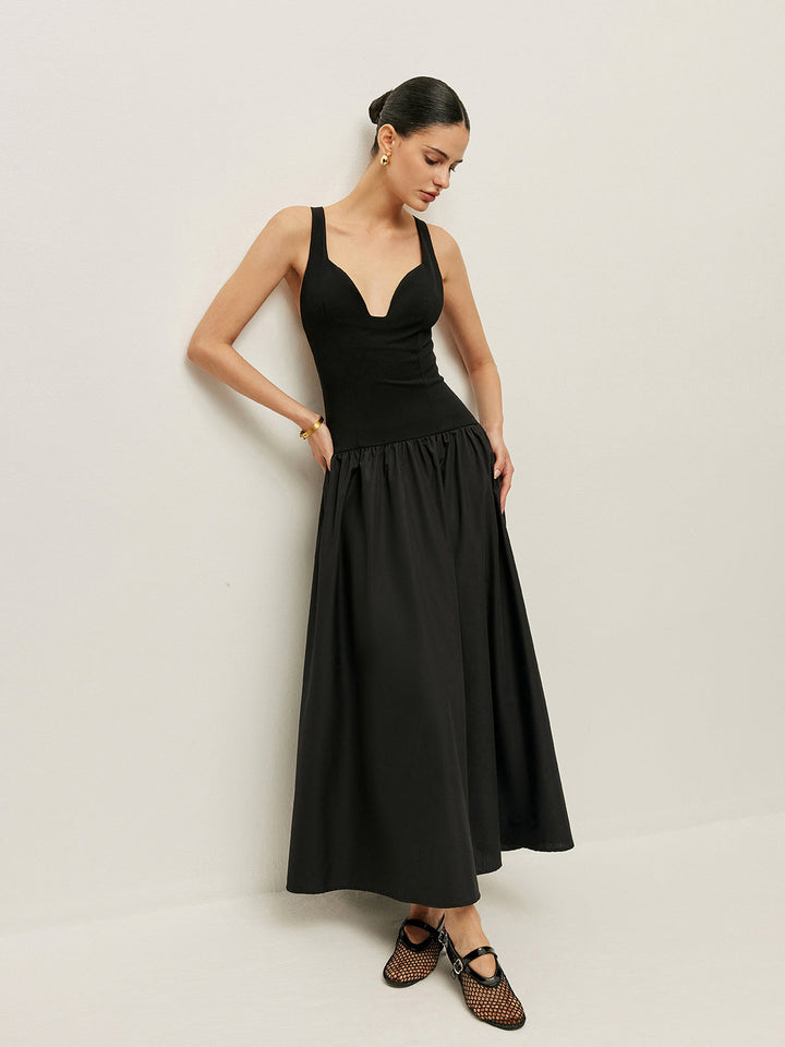 Cross Back Contrast Fabric Dress  Liora Lane Boutique Dresses
