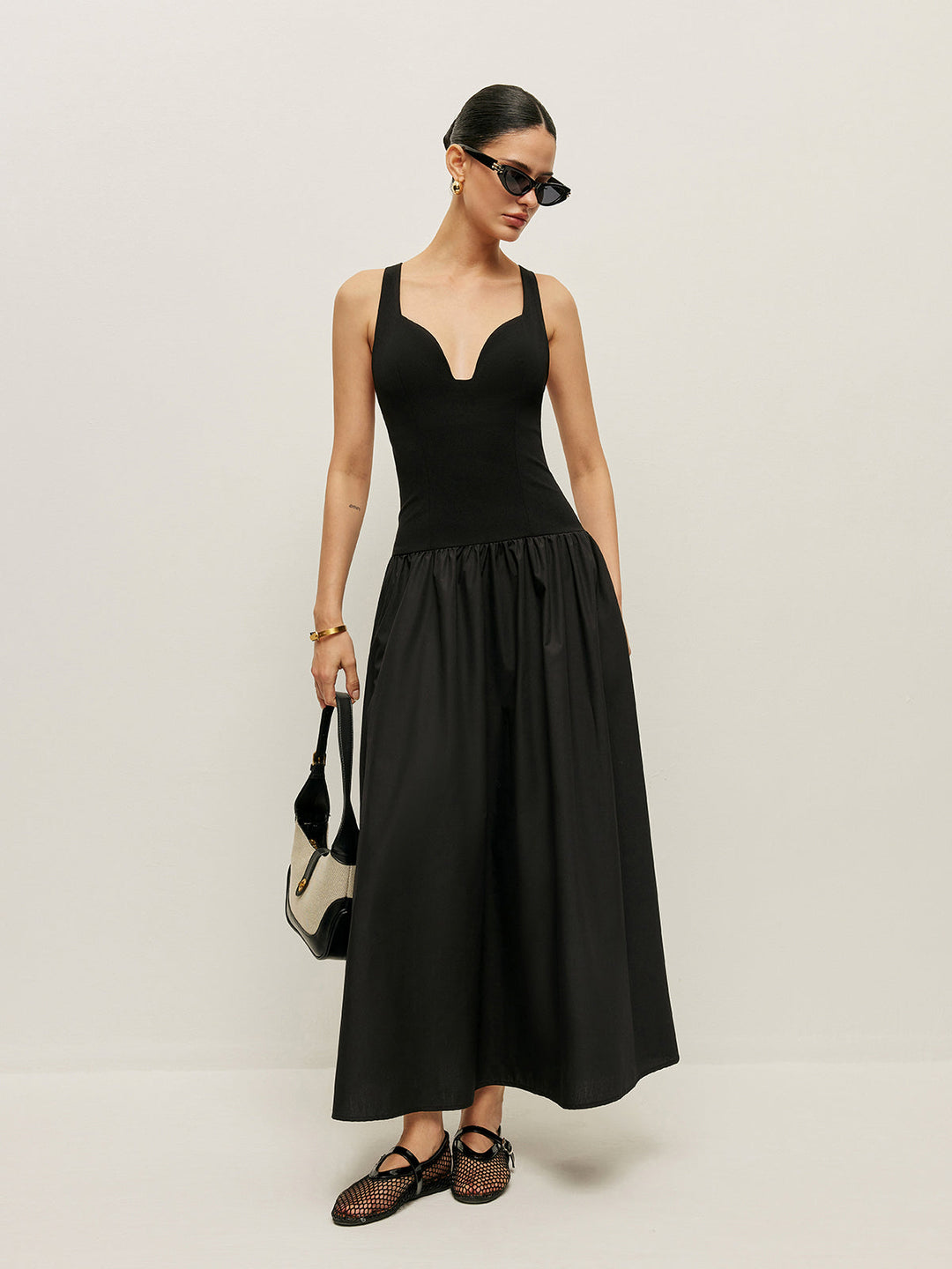 Cross Back Contrast Fabric Dress  Liora Lane Boutique Dresses