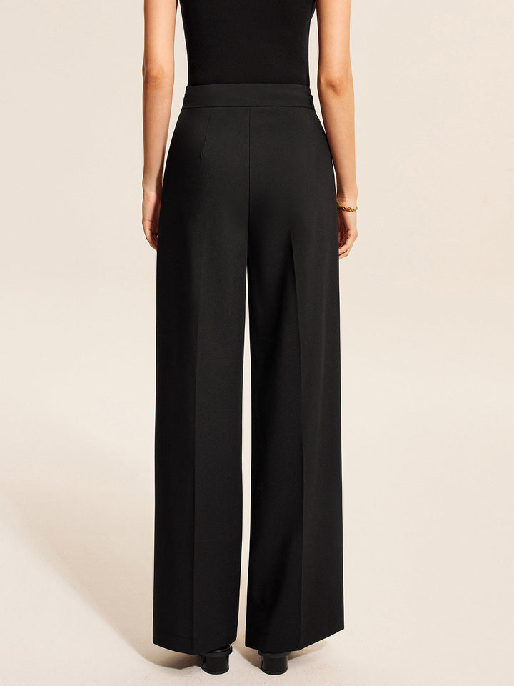 Mid-Waist Pleated Pants With Chain Detail  Liora Lane Boutique Pants