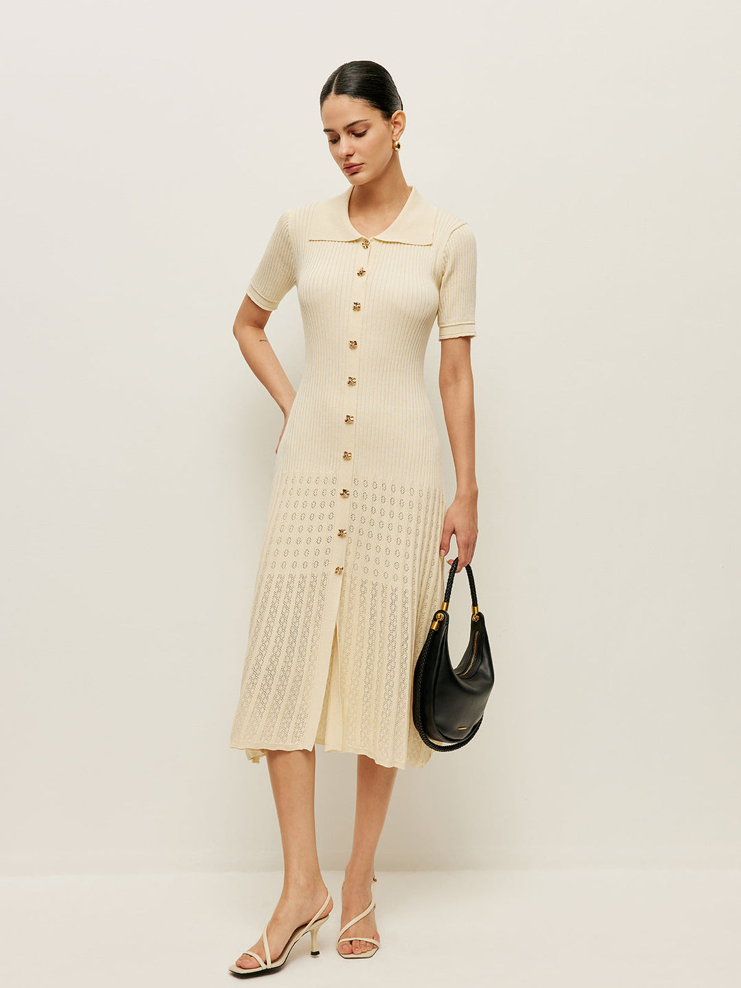 Knit Hollow Buttoned Polo Dress  Liora Lane Boutique Knit Dresses