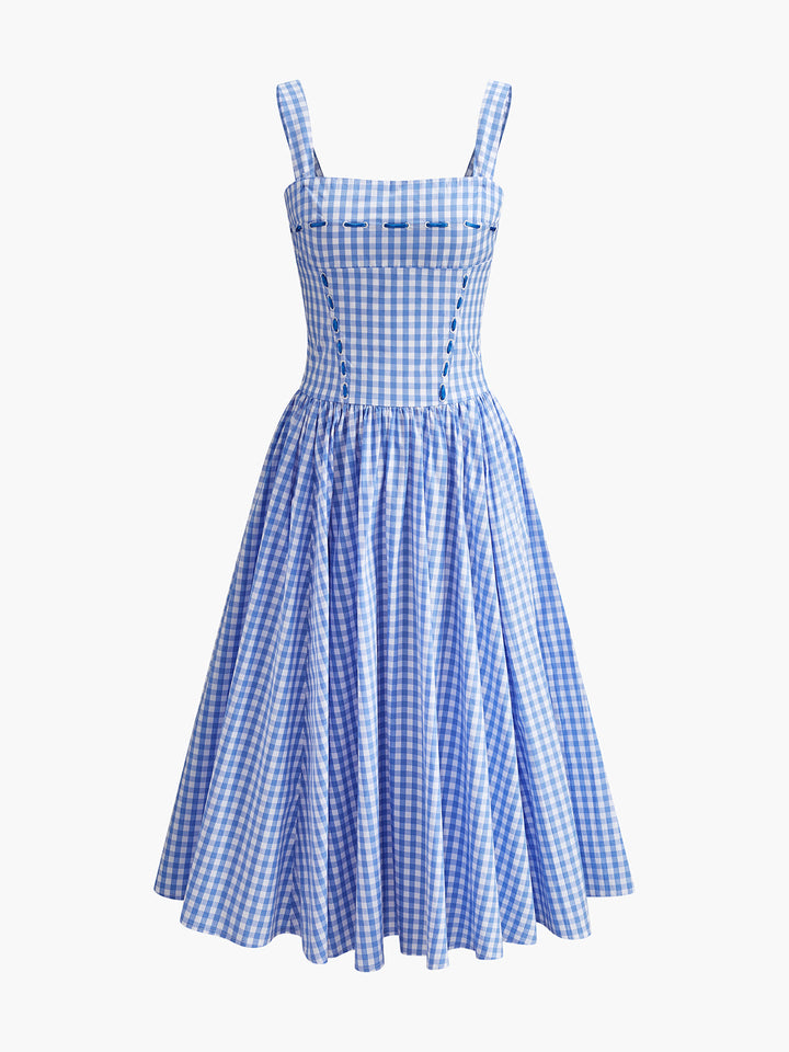 Lace-Up Checkerboard Corset Dress  Liora Lane Boutique Dresses
