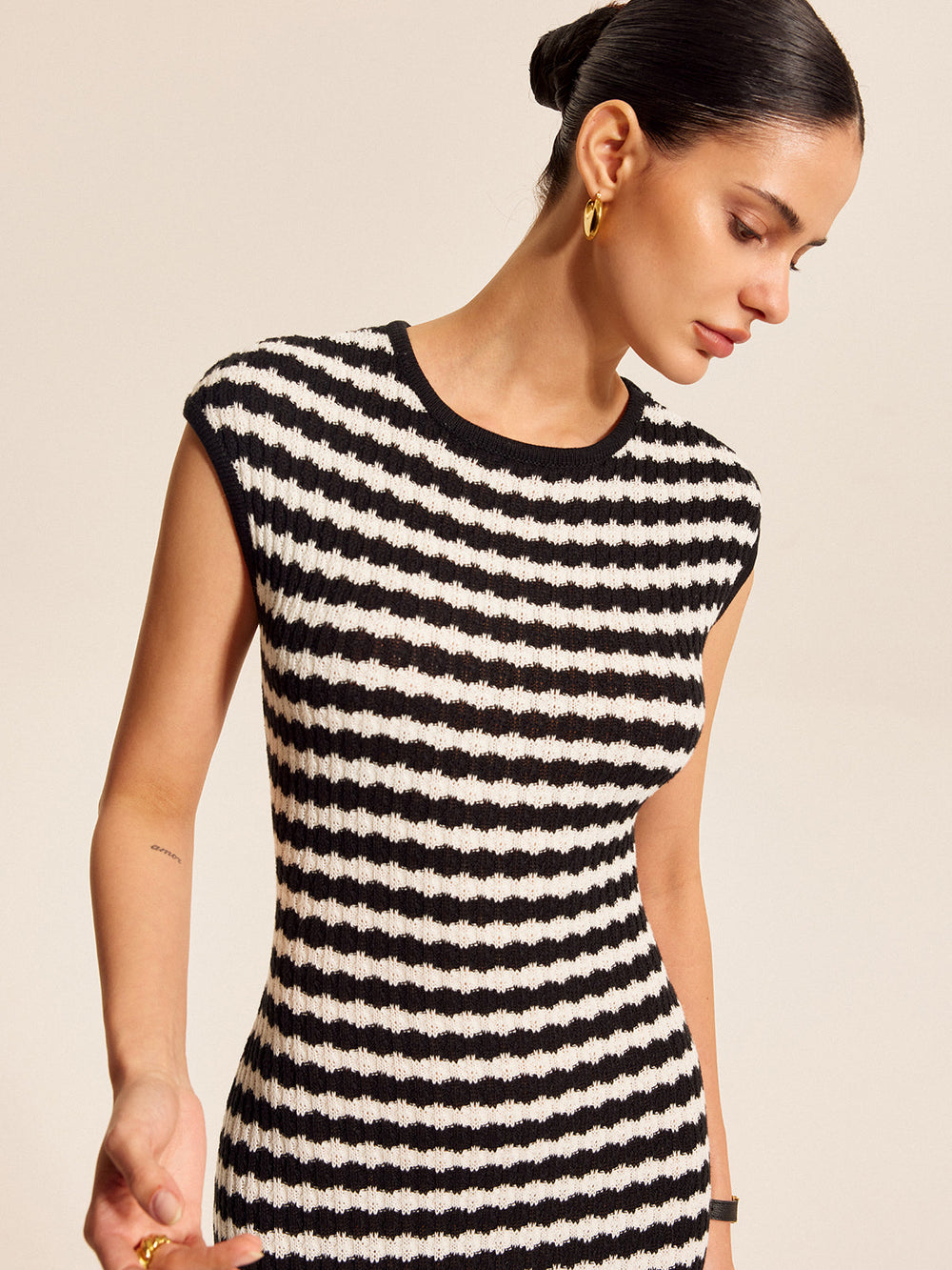 Striped Cap Sleeves Knit Dress  Liora Lane Boutique Sweater Dresses