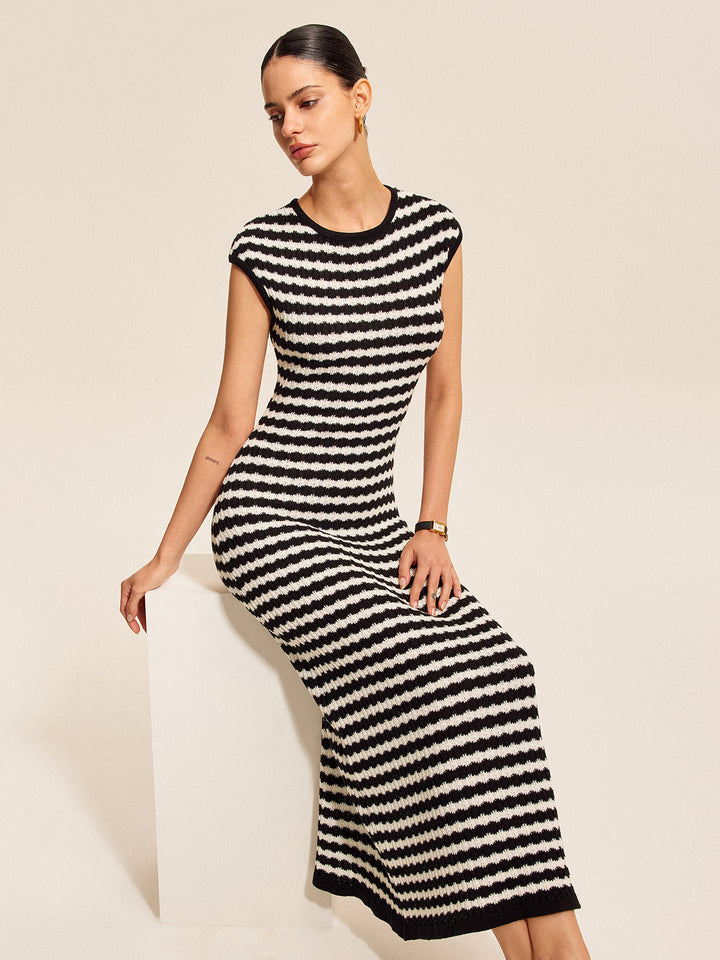 Striped Cap Sleeves Knit Dress  Liora Lane Boutique Sweater Dresses