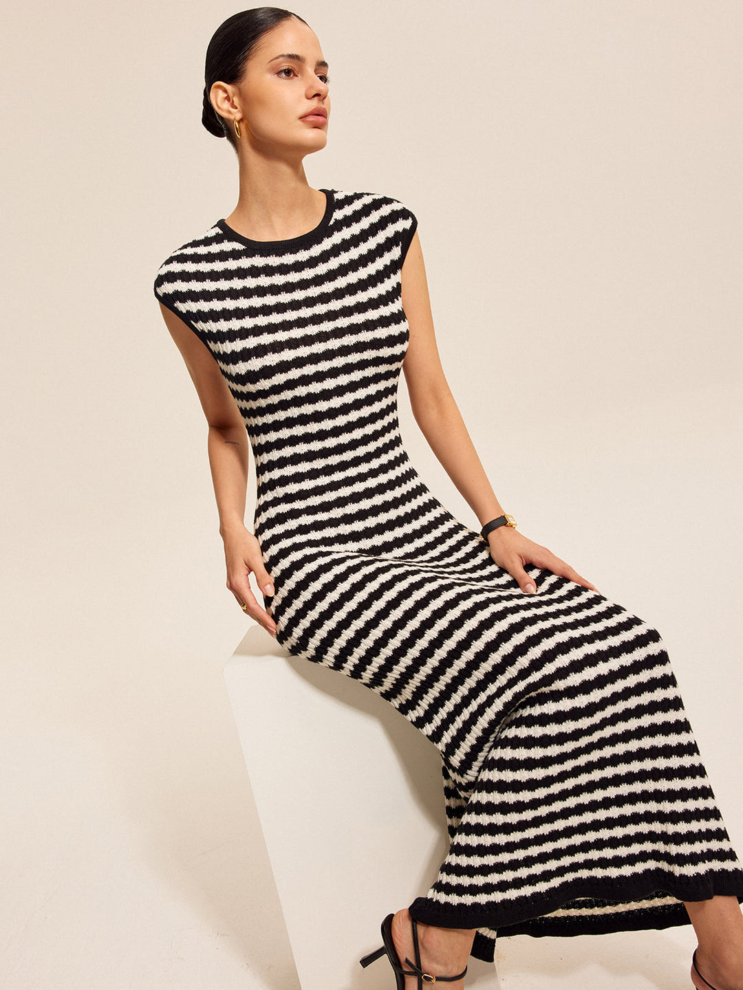 Striped Cap Sleeves Knit Dress  Liora Lane Boutique Sweater Dresses