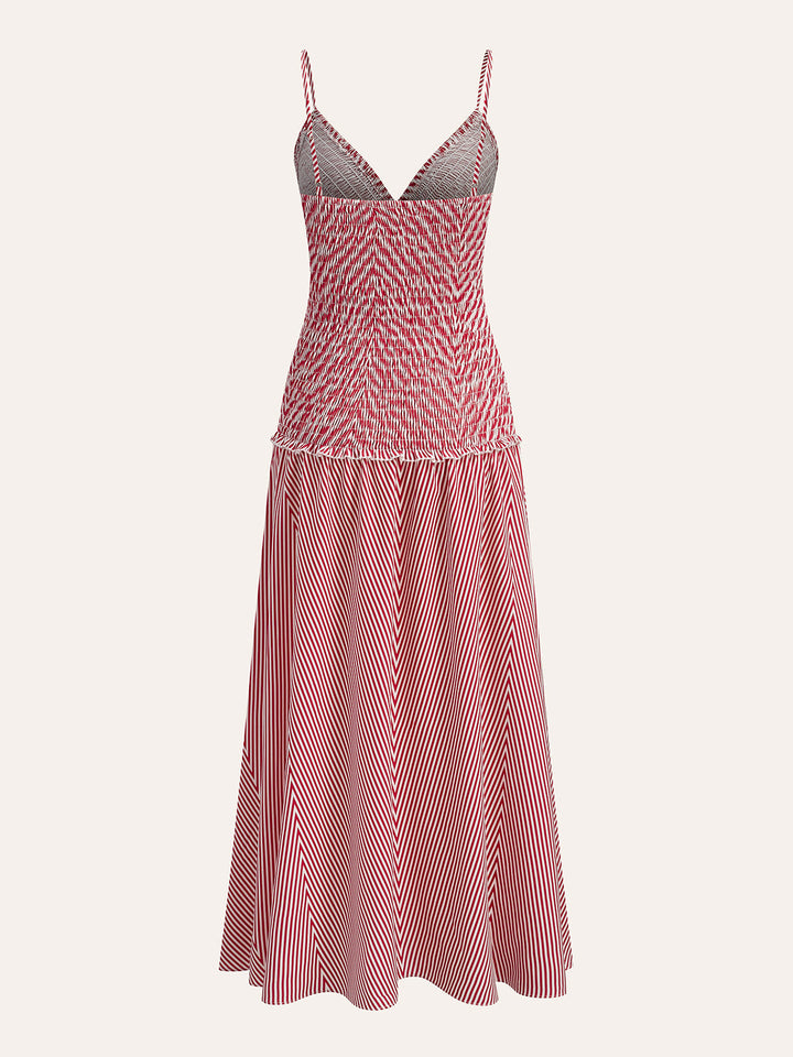 Shirred V-Neck Sleeveless Pleated Dress  Liora Lane Boutique Dresses