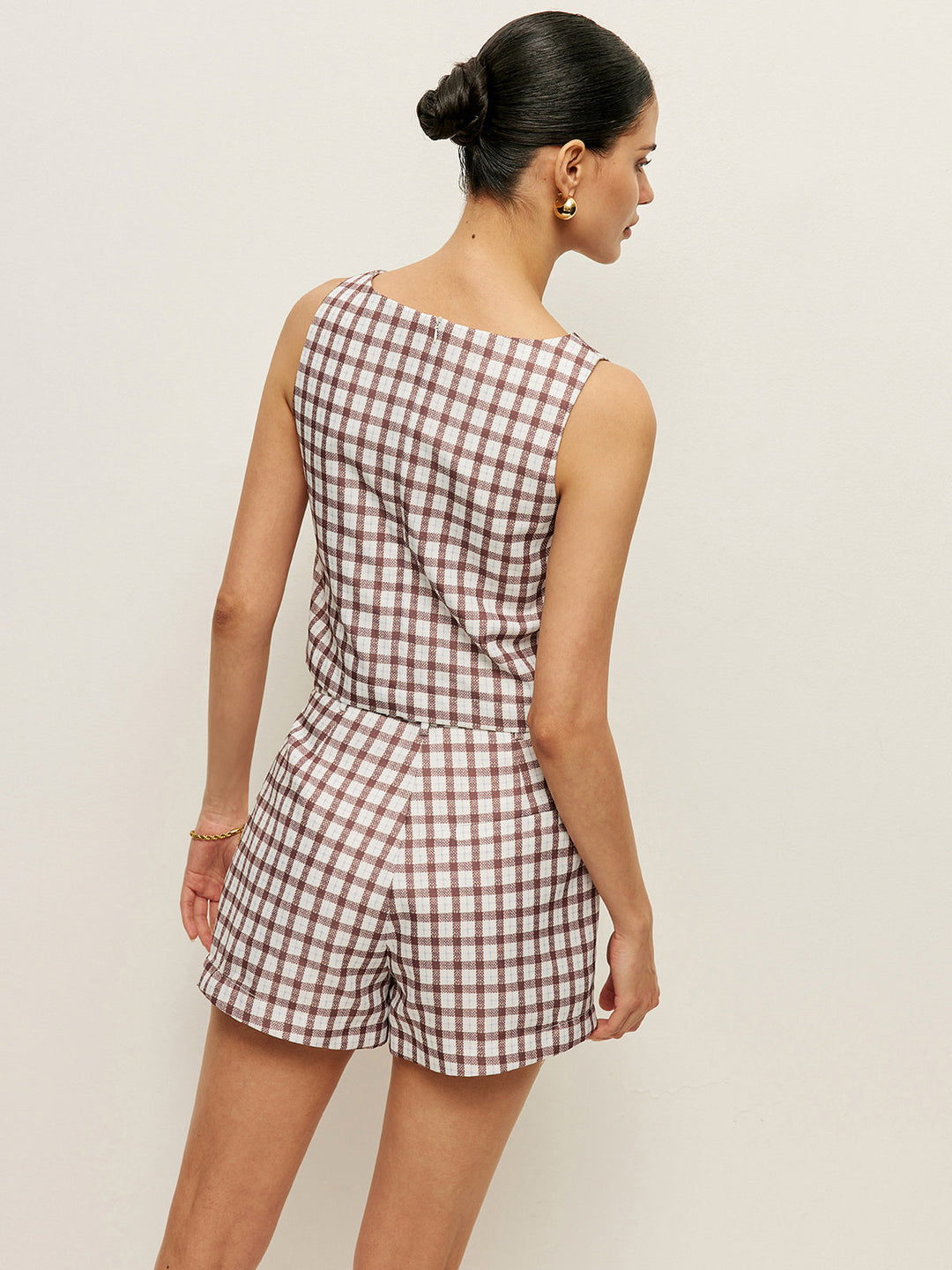 Checkerboard Sleeveless Crop Top With Shorts Set  Liora Lane Boutique Short Sets
