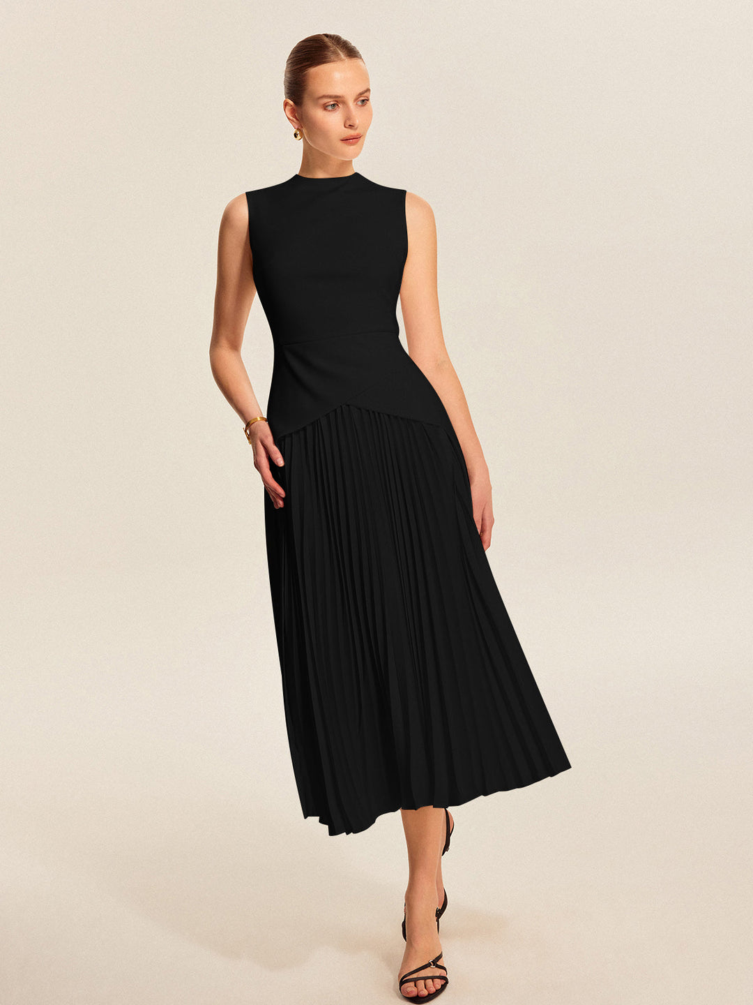 Sleeveless Pleated Dress  Liora Lane Boutique Dresses Black / XL 89.99