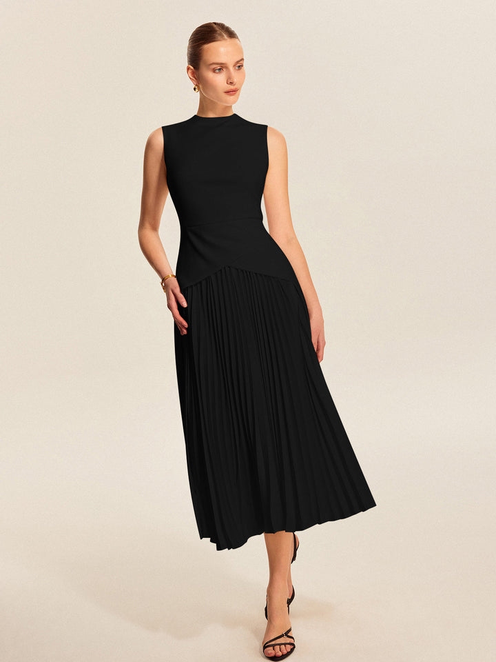 Sleeveless Pleated Dress  Liora Lane Boutique Dresses Black / XL 89.99