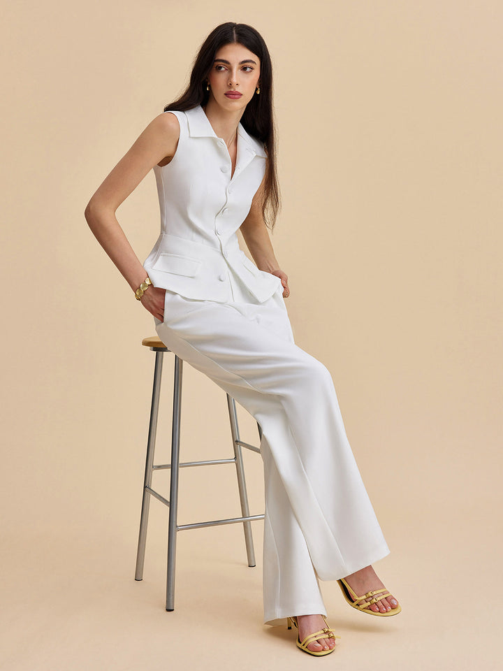Pockets Buttoned Sleeveless Pants Set  Liora Lane Boutique Pant Sets