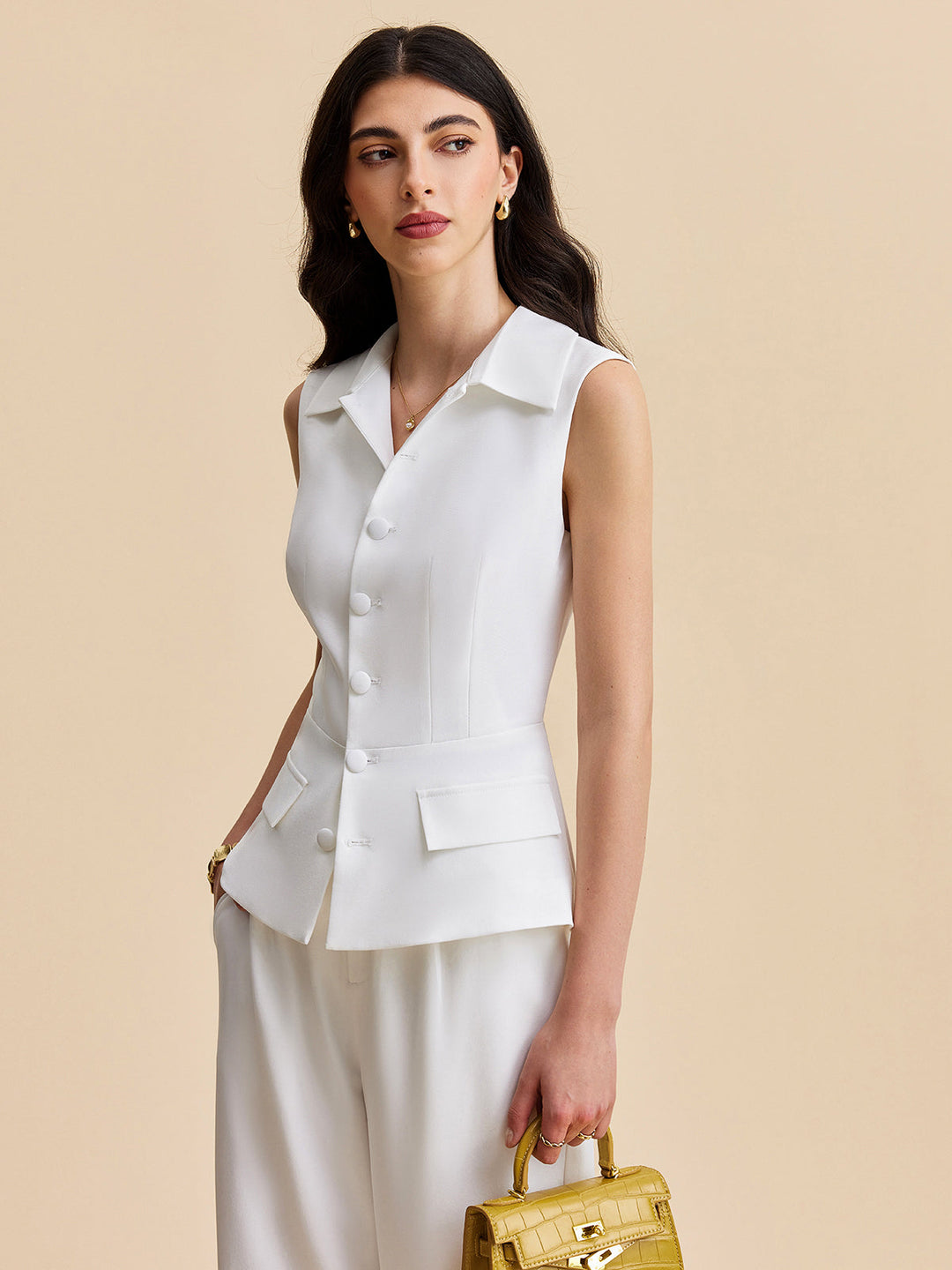 Pockets Buttoned Sleeveless Pants Set  Liora Lane Boutique Pant Sets