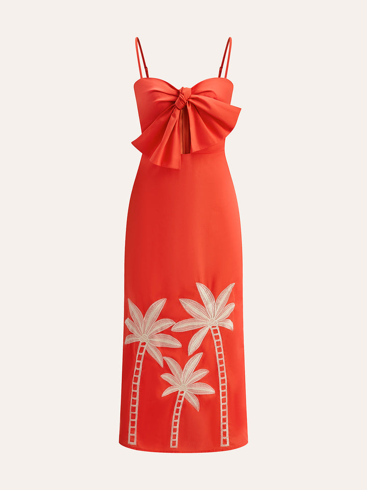Embroidered Bow-Detail Cami Dress  Liora Lane Boutique Dresses Red / XL 84.99
