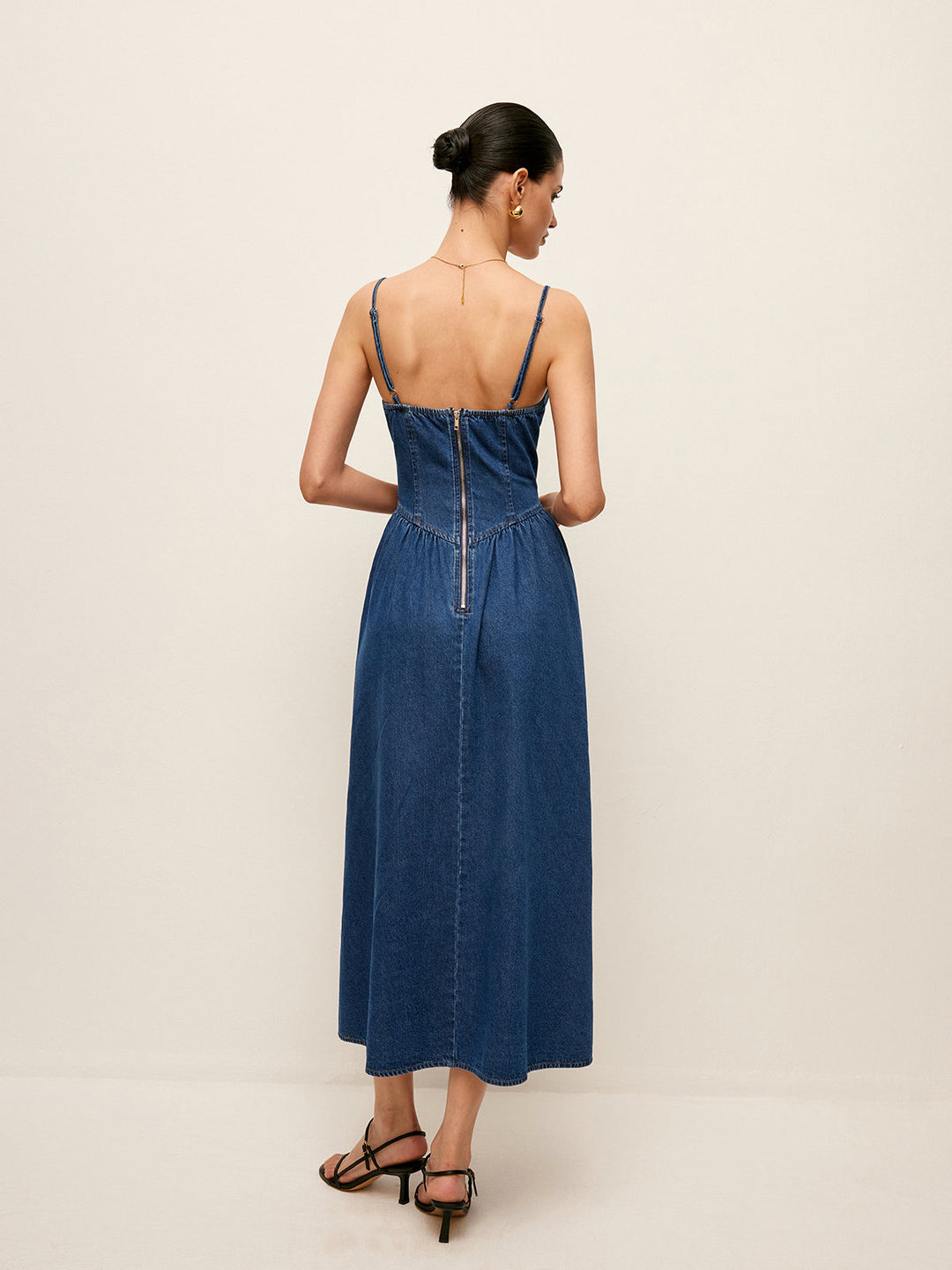 Sweetheart Collar Denim Dress  Liora Lane Boutique Denim Dresses