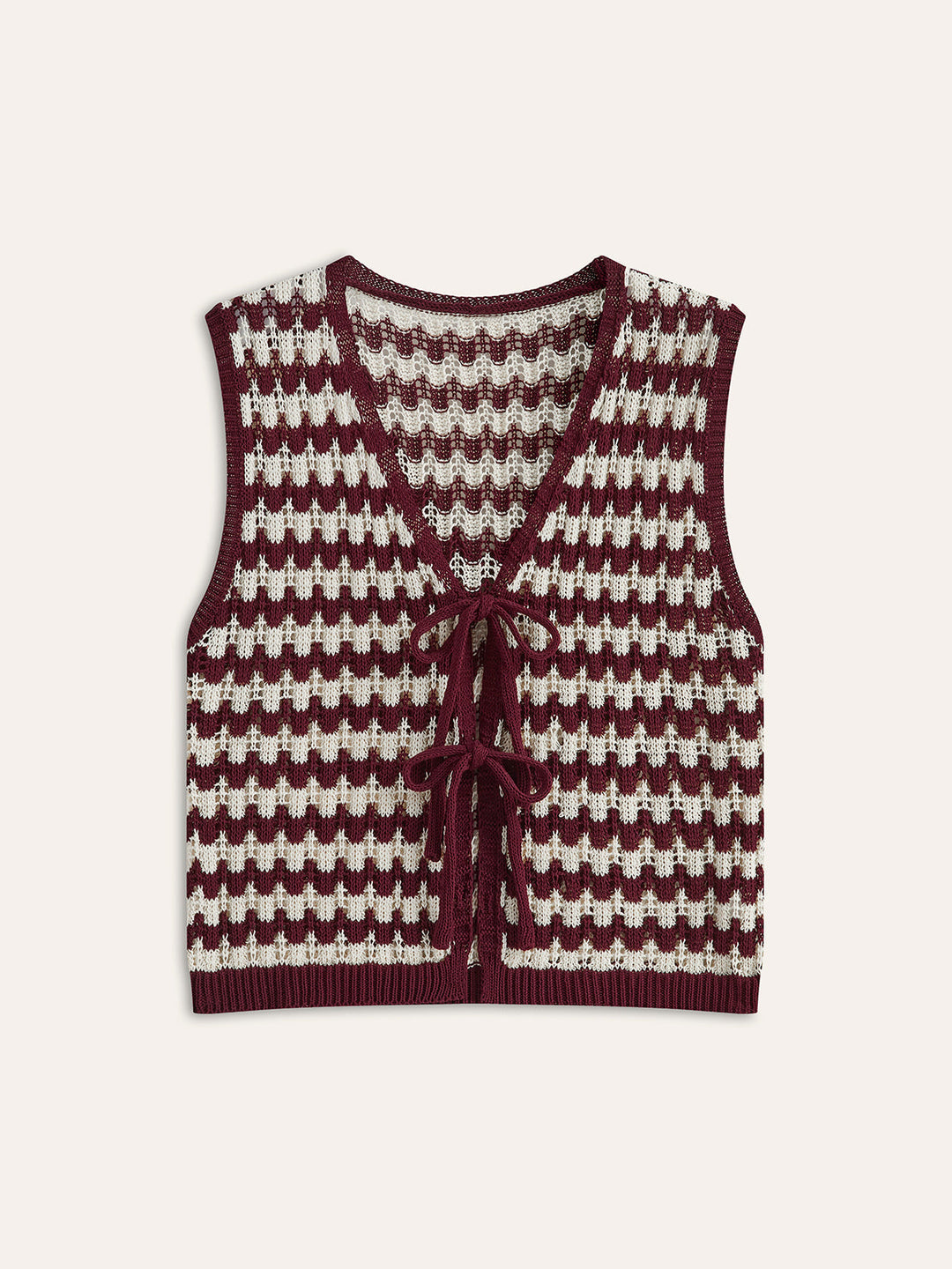 Contrast Bow-Tie Knit Top  Liora Lane Boutique Knit Tops Burgundy / XL 28.00
