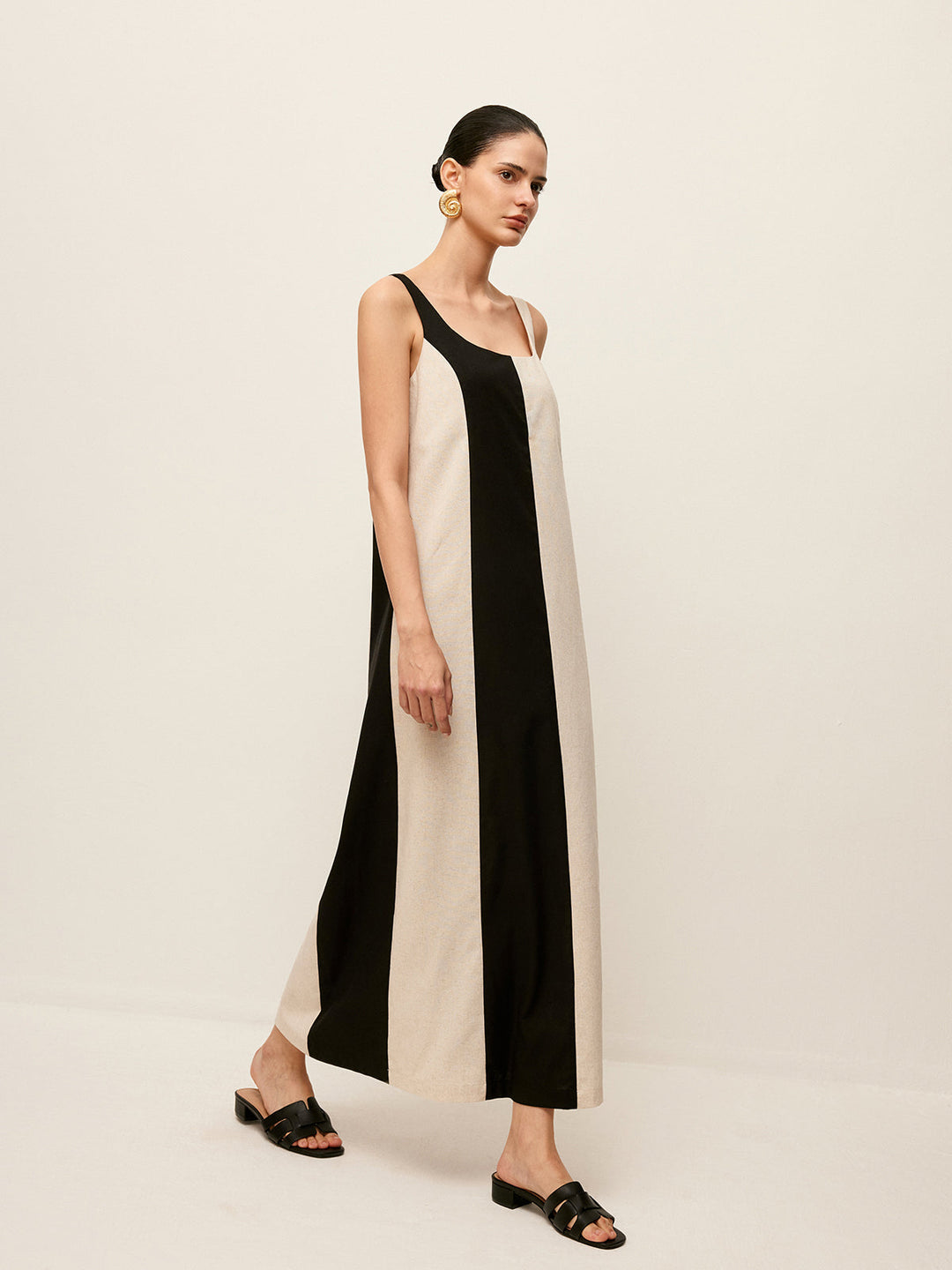 Cotton & Linen Striped Sleeveless Dress  Liora Lane Boutique Dresses