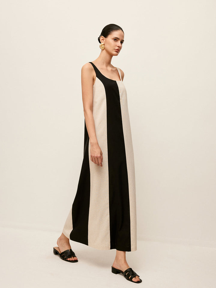 Cotton & Linen Striped Sleeveless Dress  Liora Lane Boutique Dresses